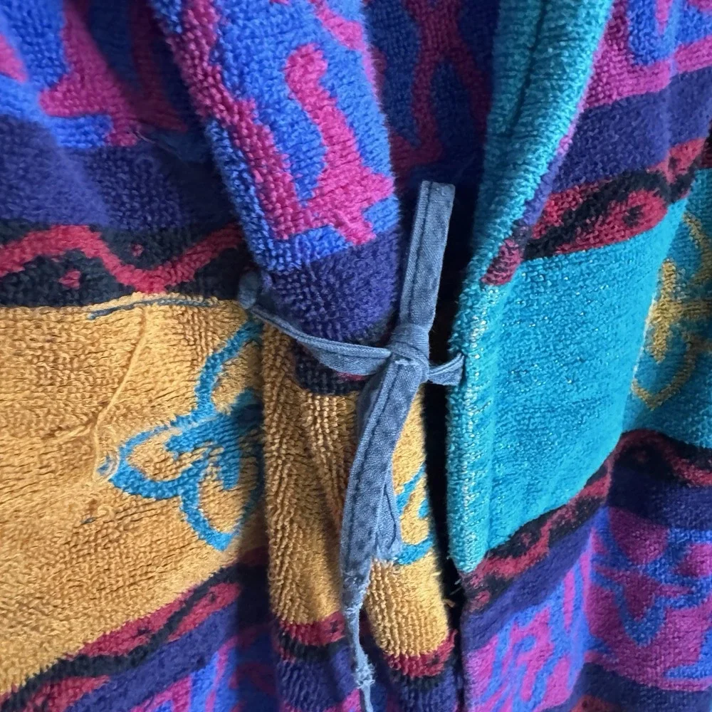 Vintage TJ Lawford Women Turkish Cotton Terry Robe Size Small Terrycloth 80s 90s - Picture 9 of 12